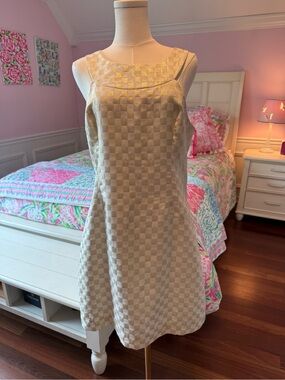 Lilly Pulitzer Gold Checked Beautiful Lined Dress